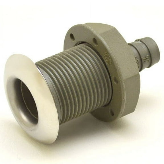 Boat Threaded Thru Hull Connector | 5/8 Inch Grey Plastic
