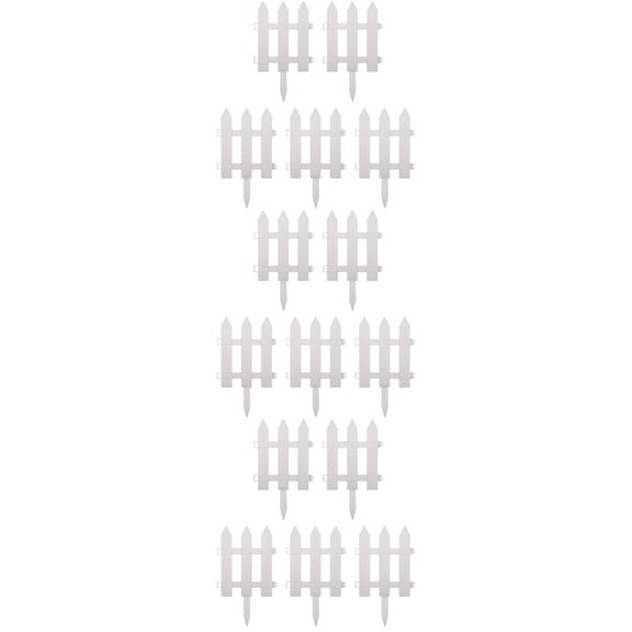 Hemoton 15 Sets  Plastic Edgings Garden Picket Fence Grass Lawn Flowerbeds Plant Borders White