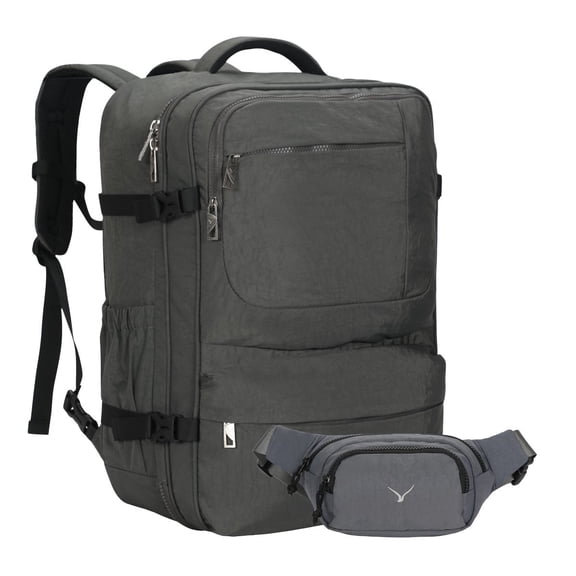 HYNES EAGLE 44L CARRY ON TRAVEL BACKPACK LUGGAGE FANNY PACK - GRAY
