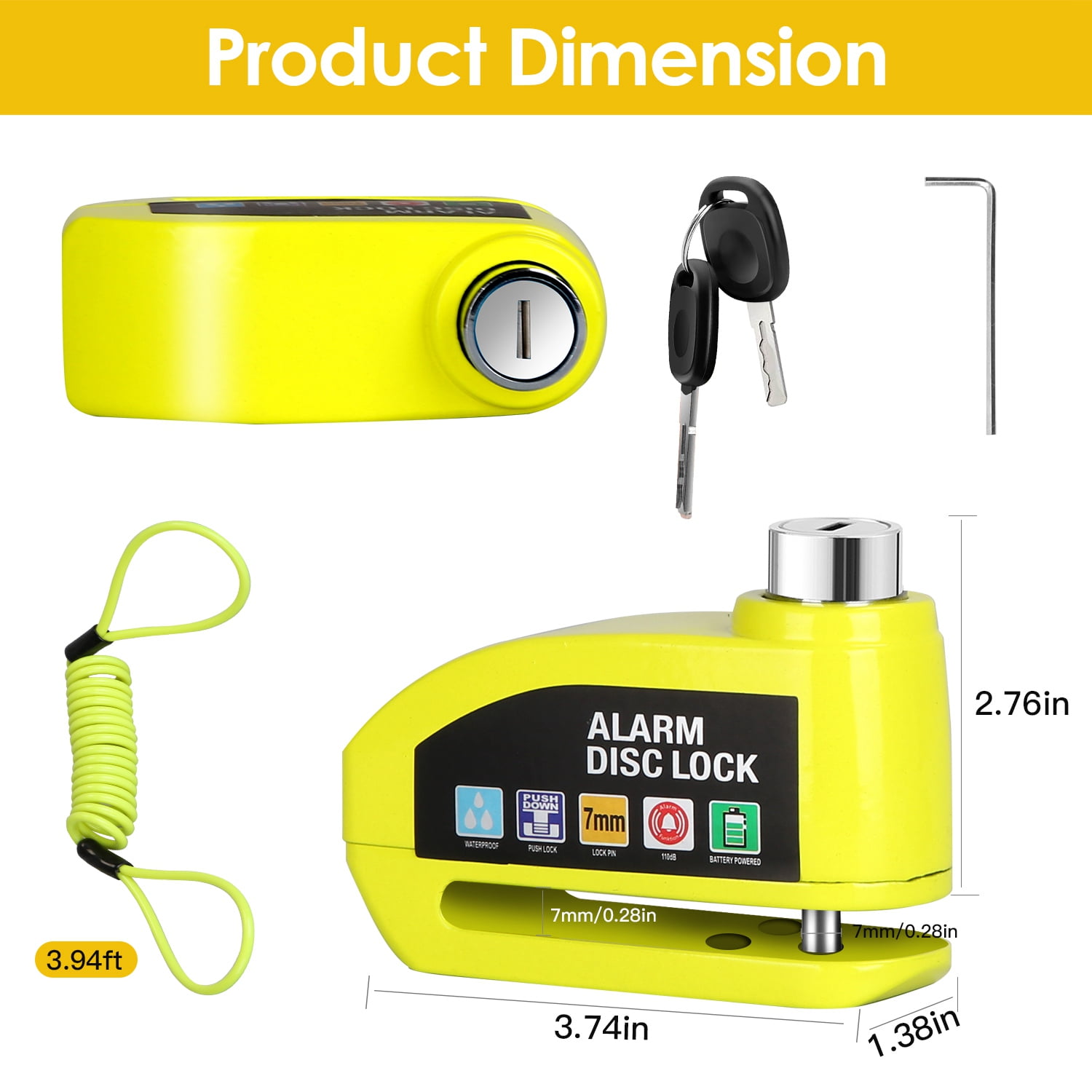 Alarm Brake Lock Motorcycle Alarm Disc Brake Lock | 110dB Anti-Theft ...