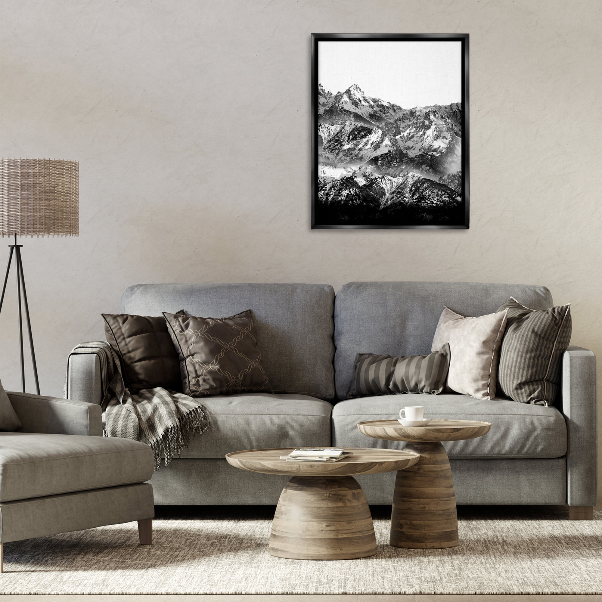 Stupell Industries Jutting Mountain Peaks Landscape & Nature Photography Black Floater Framed Canvas Art Print Wall Art, 25 x 31