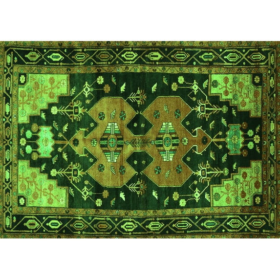 Ahgly Company Indoor Rectangle Persian Green Traditional Area Rugs, 7' x 9'