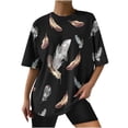 thumbnail image 1 of Blusa de manga corta con estampado de cuello redondo informal para mujer a la moda, Tops de verano OAVQHLG3B Store lin121212, 1 of 4