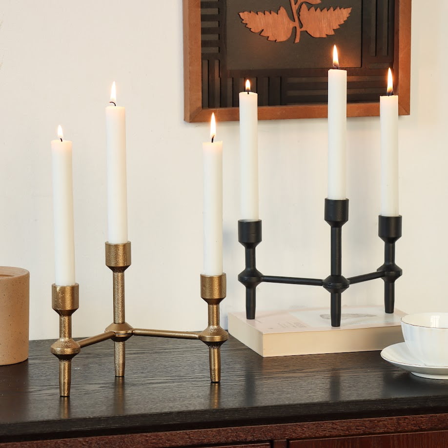 Better Homes & Garden 6" Gold Iron Pillar Taper Candle Holder Candelabra