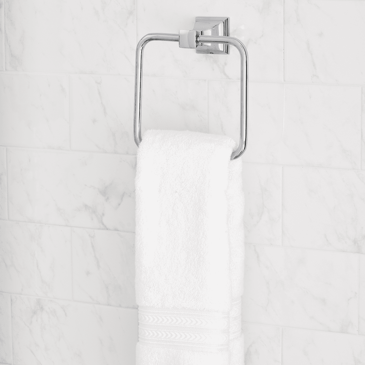 (2 pack) Better Homes and Gardens Chandler Towel Ring, Wall Mounted Bathroom Towel Holder, Chrome