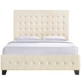 thumbnail image 5 of Platform Bed Frame, Tufted, Queen Size, Ivory White, Fabric, Bedroom, Modern Contemporary HB34999, 5 of 7