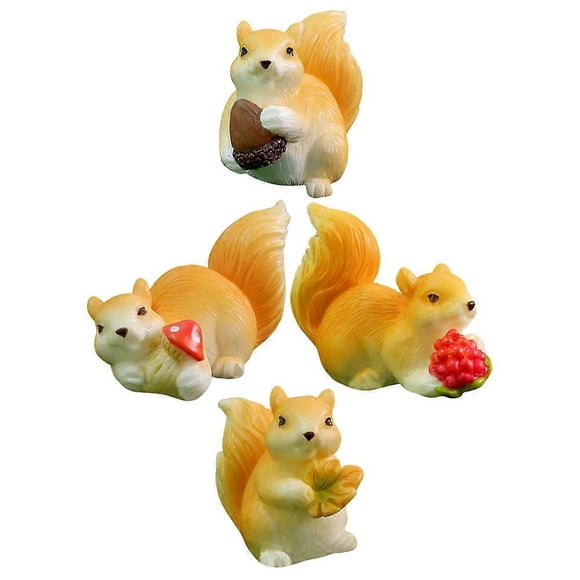 4pcs Cute Mini Squirrel Figurines for DIY Desktop, Garden, and Doll House Decor – Vivid Resin Animal Models for Micro Landscaping and Cake Decoration