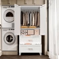 thumbnail image 5 of Miniyam 71" Tall Metal Wardrobe Cabinet with 2 Drawers & Hanging Rod, 2-Door Storage Closet for Bedroom Office Laundry Room (White), 5 of 14