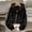 Black, variant on Women Cropped Knit Cardigan Button Down Hooded Jacket with Drawstring Ribbed Hem Casual Relaxed Fit Fall Spring Fashion Long Sleeve Sweater Coat Cute Outerwear