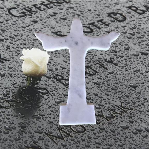 Metrotex Designs 16016 Christ Redeemer Marble Cross - White