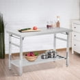 thumbnail image 2 of BeesClover Table à Manger Pliant en Acier Inoxydable, Conception Robuste avec Tablette Inférieure Réglable, Table de Préparation à Deux Niveaux pour Restaurant Ou Cuisine, 2 of 8
