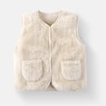 thumbnail image 2 of Splozh Toddler Baby Fuzzy Sherpa Vest Fashion Toddler Girl Boy Solid Color Warm Thick Sleeveless Soild Color Vest Clothes Zipper Vest Warm Outwear,White,6-12 Months, 2 of 8