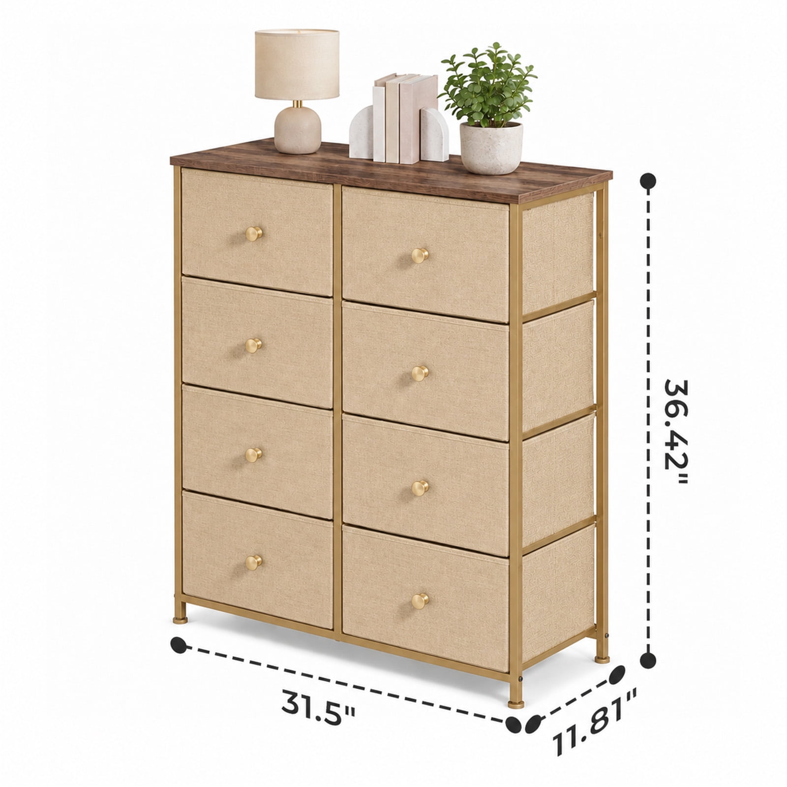 Alvantor 8/9 Drawer Fabric Dresser, Storage Tower for Bedroom and Closet, Chest of Drawers with Sturdy Steel Frame & Wooden Top for Living Room, Entryway