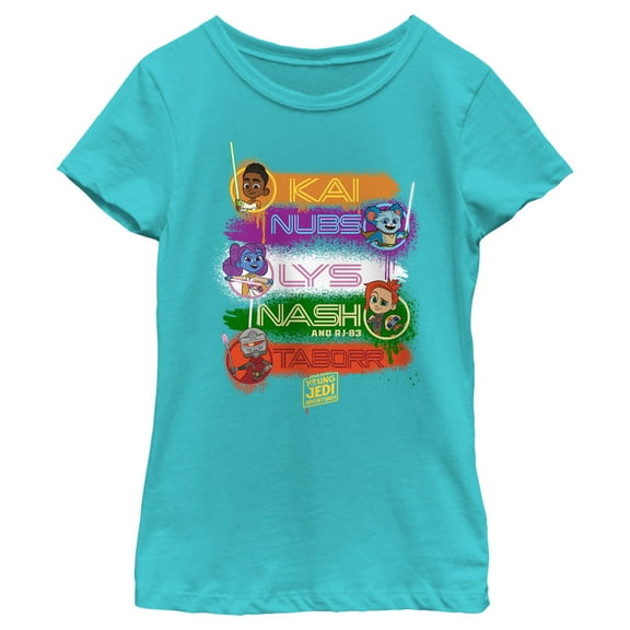 Girl's Star Wars: Young Jedi Adventures Character Names Graphic Tee Tahiti Blue X Small