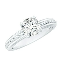 Rosec Jewels Solitaire Diamond Ring - Half Carat Engagement Ring Lab Grown (5 MM, EF-VS Grade), 10K White Gold, US 6.00