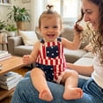 thumbnail image 6 of Mommy and Me Patriotic Outfits American Flag Overalls Denim Bib Romper Striped Stars Jumpsuit, 6 of 7