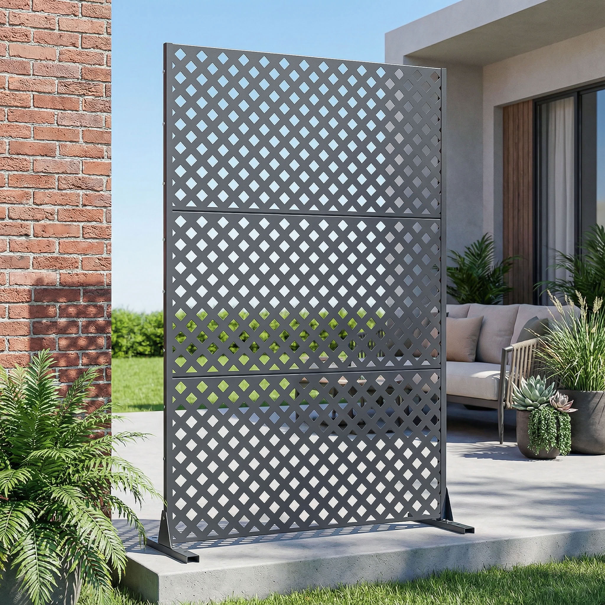 MAYEERTY 72*47in Outdoor Privacy Screen, Durable Metal Privacy Fence, Deck Privacy Panel for Patio, Balcony, Garden
