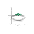 thumbnail image 3 of 1/5 Carat (Ctw) Three Stone Emerald Ring in 14K White Gold with Accent Diamonds for Women, 3 of 5