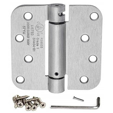 Dynasty Hardware 4" x 4" Mortise Spring Hinge with 5/8" Radius Corners, Satin Nickel - Pack Of 2 Hinges