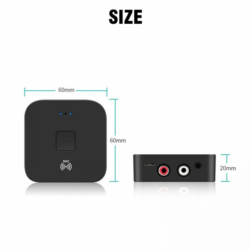 Bluetooth 5.0 Audio Receiver Adapter，NFC Wireless Bluetooth Extender,3.5mm AUX or RCA Input Speaker,Amplifier, Car Audio,Headphone,Home Stereo Theater System,Stereo Audio Component Receivers - image 2 of 15