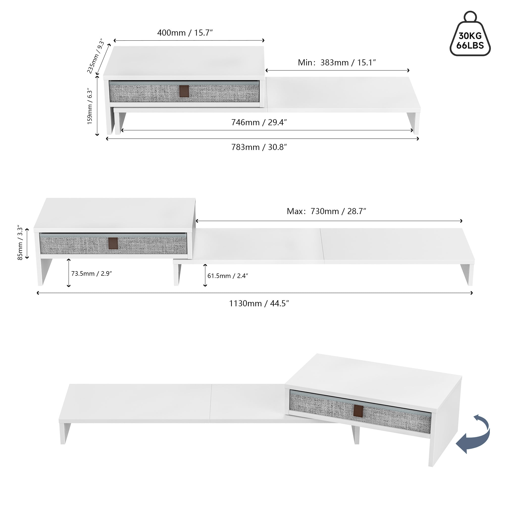 Fenge Computer Monitor Riser Stand with Drawer for 2 or 3 Monitors