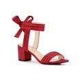 thumbnail image 1 of BLISSFUL STEP Sandales à Talons Blocs à Bout Ouvert avec Lien à la Cheville à l'Arrière pour Femmes Rouge (Taille 9,5), 1 of 7