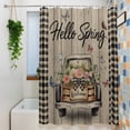 thumbnail image 3 of Spring Flower Shower Curtain Set, Waterproof Shower Curtains for Bathroom, Farmhouse Vintage Truck Black Plaid Wood Grain Washable Fabric Bath Curtain for Bathtub Decoration with Hooks 54x78 Inches, 3 of 9