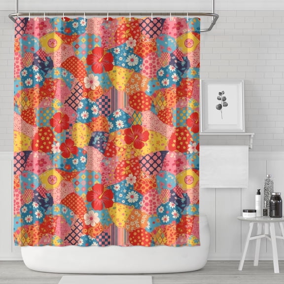 Pioneer Flower Floral Print Pattern Shower Curtain 84"x72", Bathroom Decorative Shower Curtain Set with 12 Hooks, Waterproof Washable