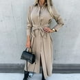 thumbnail image 1 of Robe Maxi Décontractée pour Femme à Manches Longues, Robe Élégante à Volants, Col en V, Tenue de Vacances, 1 of 9