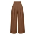 thumbnail image 5 of Linen Pants for Women High Waisted Wide Leg Loose Fit Palazzo Pants Casual Beach Trendy Trouses with Two Pockets, 5 of 6