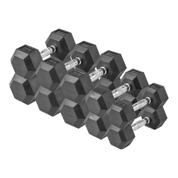 Lifeline Fitness 200 lb Hex Rubber Dumbbell Set