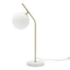 MoDRN Glam White and Antique Brass Marble Desk Lamp, LED Bulb Included