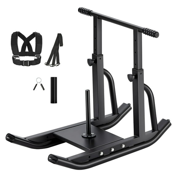 KFFKFF Steel Weight Sled for Fitness Training, Adjustable Height Handle, Athletic Exercise Equipment for Speed and Strength, Compatible with 1/2 in Weight Plates, Black