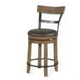 thumbnail image 2 of Yael Swivel Counter Stool Chair Set of 2, Gray Faux Leather Brown Wood, 2 of 6