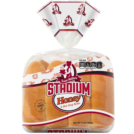 Aunt Millie's Stadium Honey Hot Dog Buns, 8 Count, 14 oz