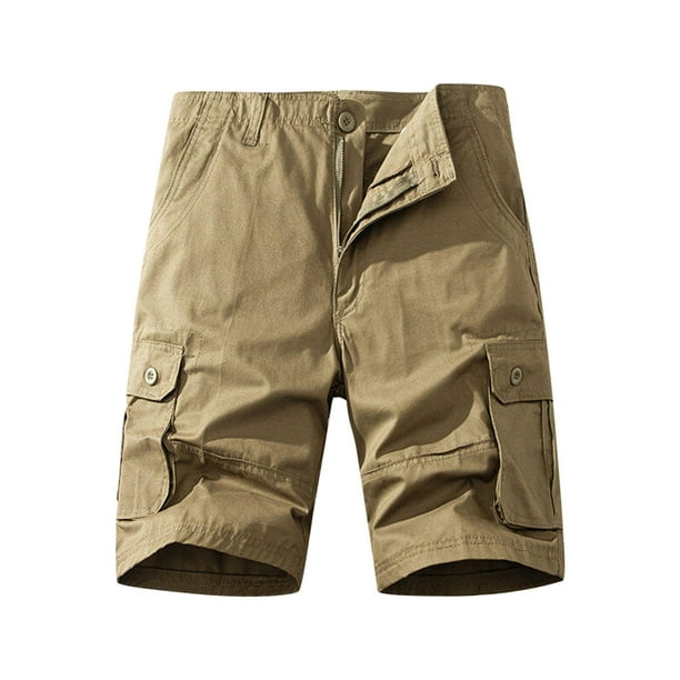 pstuiky Pantalones cortos para hombre, Pantalones cargo con bolsillos para hombre, pantalones cortos casuales de verano clásicos con botones y múltiples bolsillos Pantalones cortos de entrenamiento