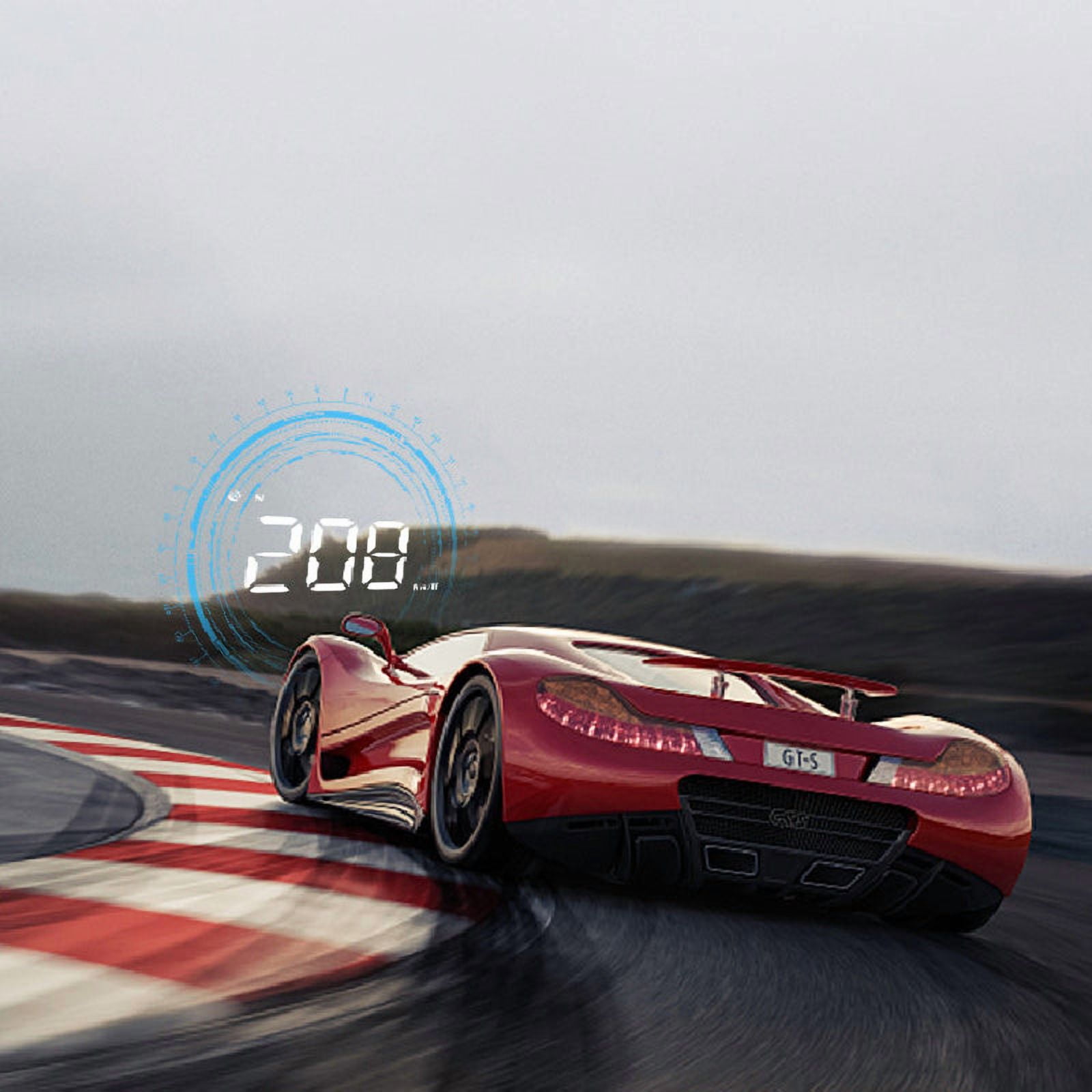 Wireless Car HUD Head-Up Display with Holographic Speed Projection and GPS, Universal Dashboard Speedometer for All Vehicles, Day/Night Visible Projector with Reflective Film