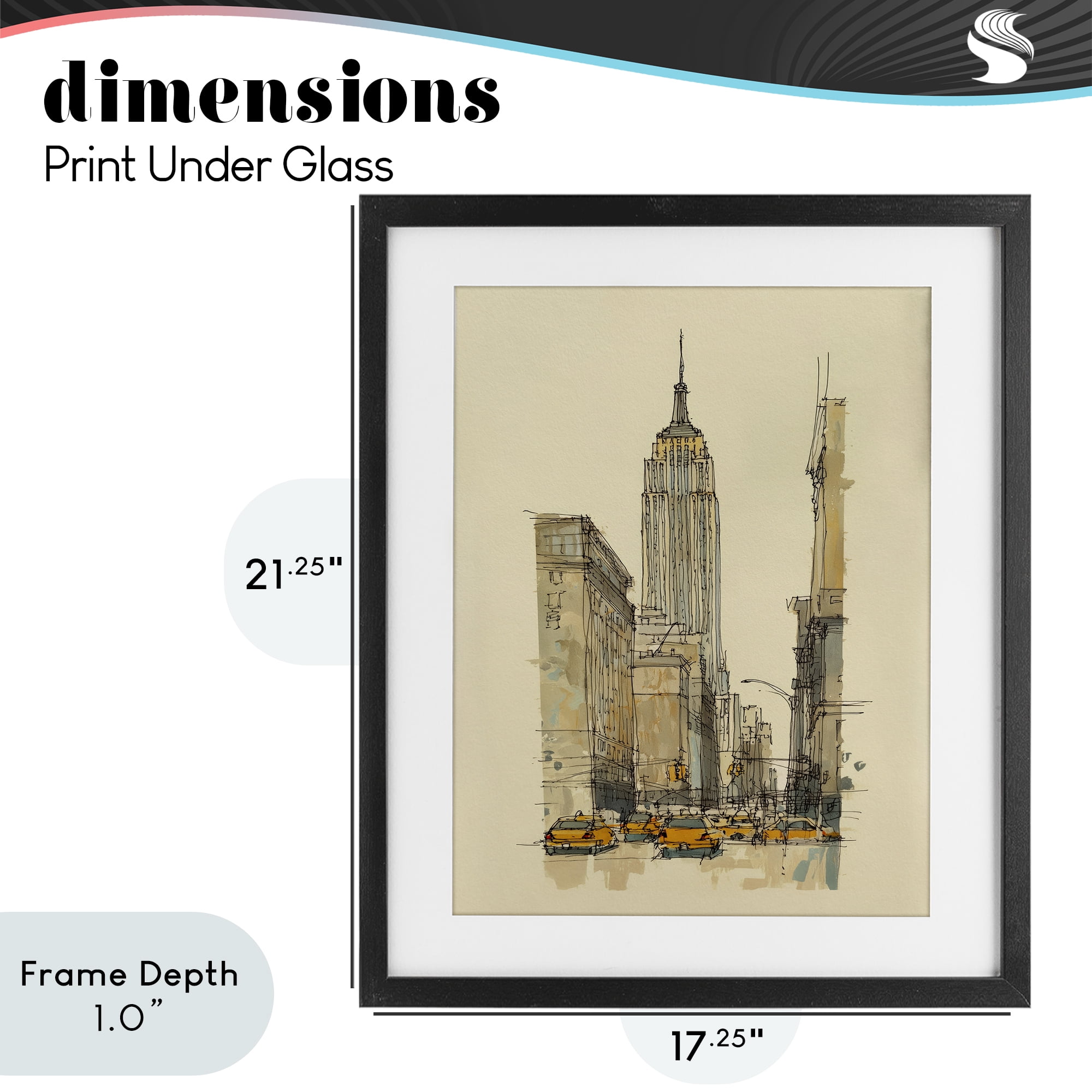Stupell Industries NY City Lines Contour Black Framed Print Under Glass, design by Svetlana Aleynikova
