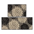 thumbnail image 3 of MeyJey Kitchen Rug 2 PCS Set, 24”x36+24”x59” Non Slip Machine Washable Rug Floral Decor Kitchen Floor Mats for in Front of Sink, Black, 3 of 9