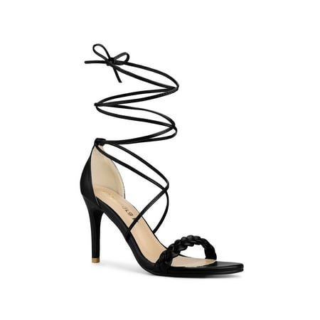 

Unique Bargains Women s Stiletto High Heels Lace Up Strappy Holiday Heel Sandals