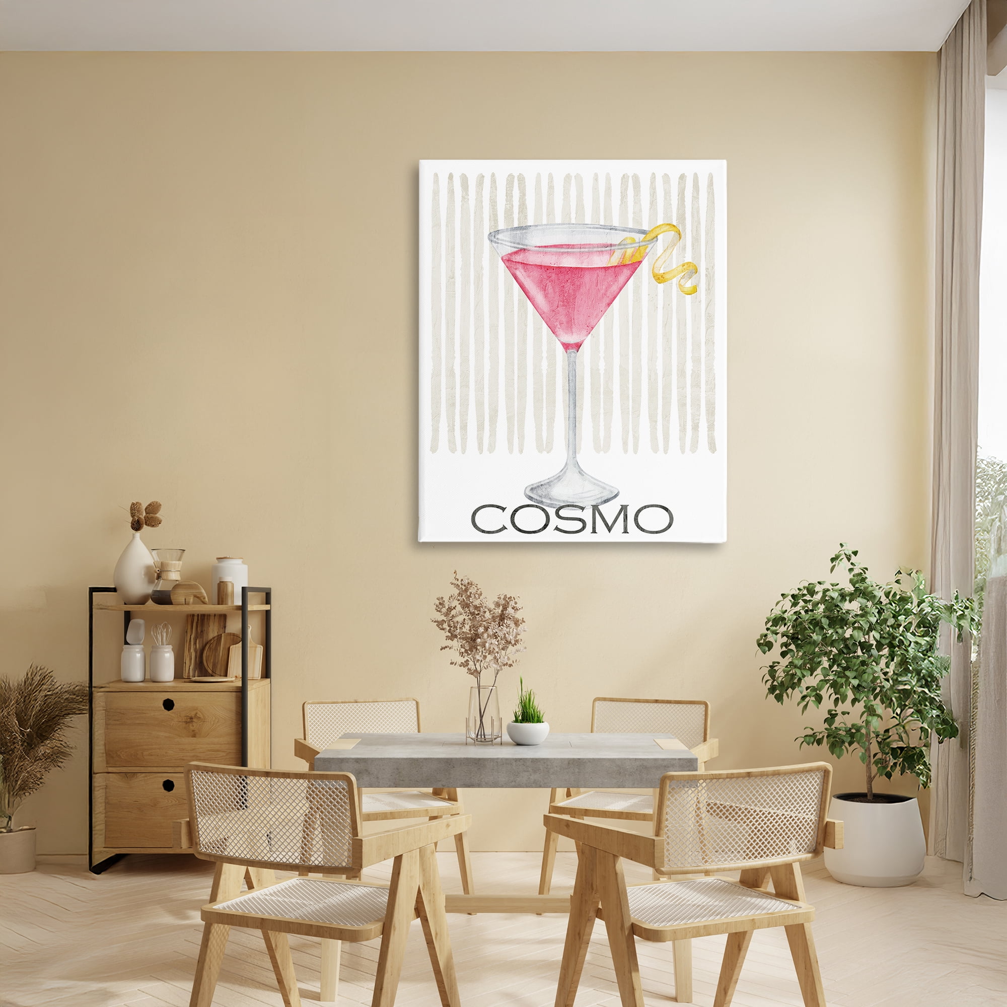Stupell Industries Pink Cosmo on Stripes Canvas Wall Art, design by Kim Allen