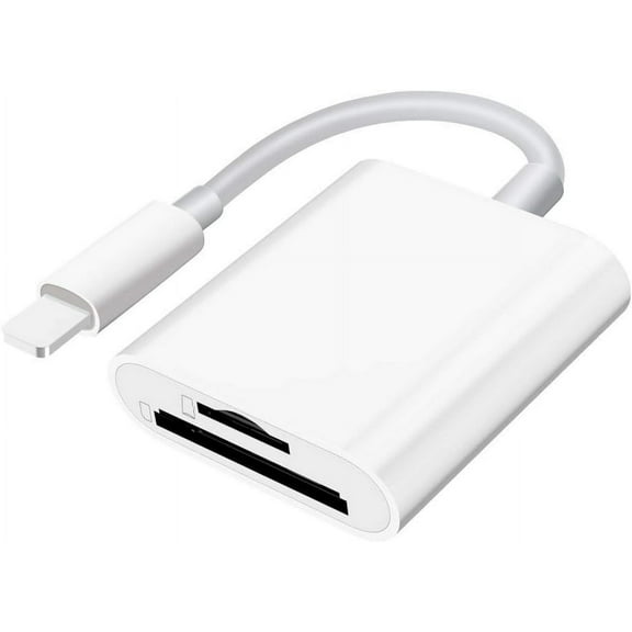 Dual SD Card Reader for iPhone iPad Camera Supports SD and TF Card, Trail Camera Viewer SD Card Adapter, Micro SD Card Reader, White