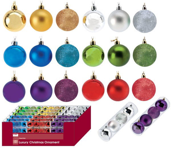 Mixed Boxed Lot Of 20 Fancy Glass Christmas Tree Ornaments New Shiny Glitter New 