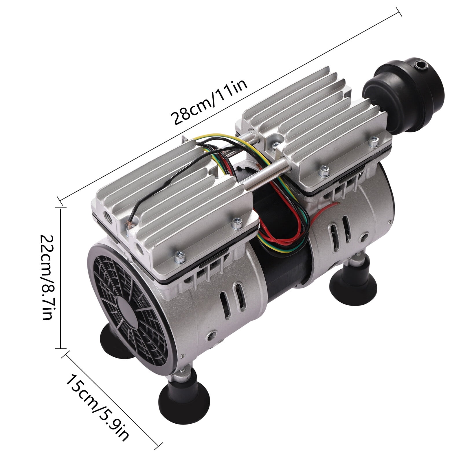 550W 110V Silver Vacuum Pump Oil-Free Industrial Laboratory Vacuum Pump Vacuum Oil-Free Pump with Suction Cup Foot Pads