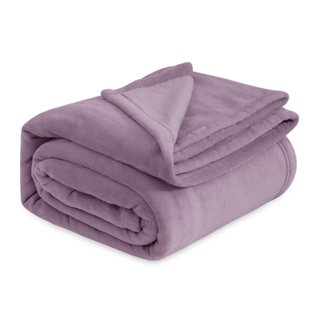 Manta de cama, forro polar, tamaño king, color morado niebla, 274 x 229 cm
