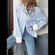 thumbnail image 4 of Camisa A Rayas con Botones para Mujer, Blusa Informal de Larga Azul L, 4 of 10
