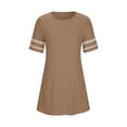 thumbnail image 6 of Xdegoge Short Sleeve Dresses for Women Crew Neck Casual A Line Dress Cut-Out Solid Color Trendy Summer Clothing Soft Lace Patchwork Loose Outfits, 6 of 8