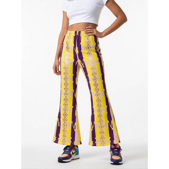 Girls Digital Print Flared Pants, Wide Leg Bell Bottom Trousers, Casual Kids Spring Summer Autumn Pants, Comfortable Bottoms for Girls Age 4-13