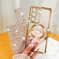 thumbnail image 3 of for Samsung Galaxy S21 Ultra Case,Compatible with MagSafe Cheetah Print Plating Camera Protection Clear Phone Case,  Glitter Leopard for Women Girls Case 6.8"-Gold, 3 of 7