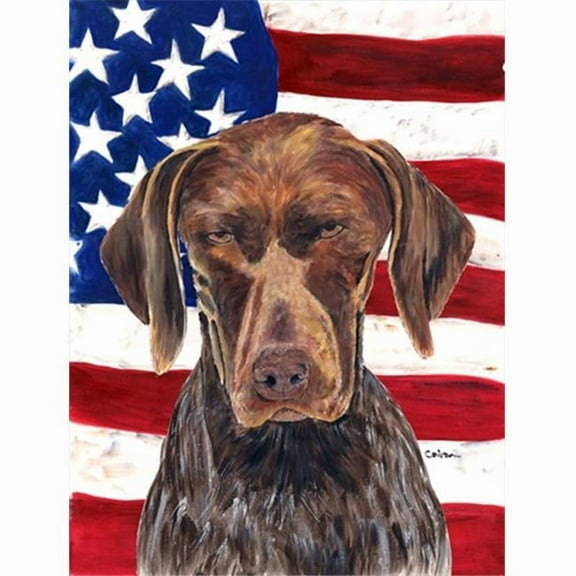 USA American Flag with German Shorthaired Pointer Flag Garden Size